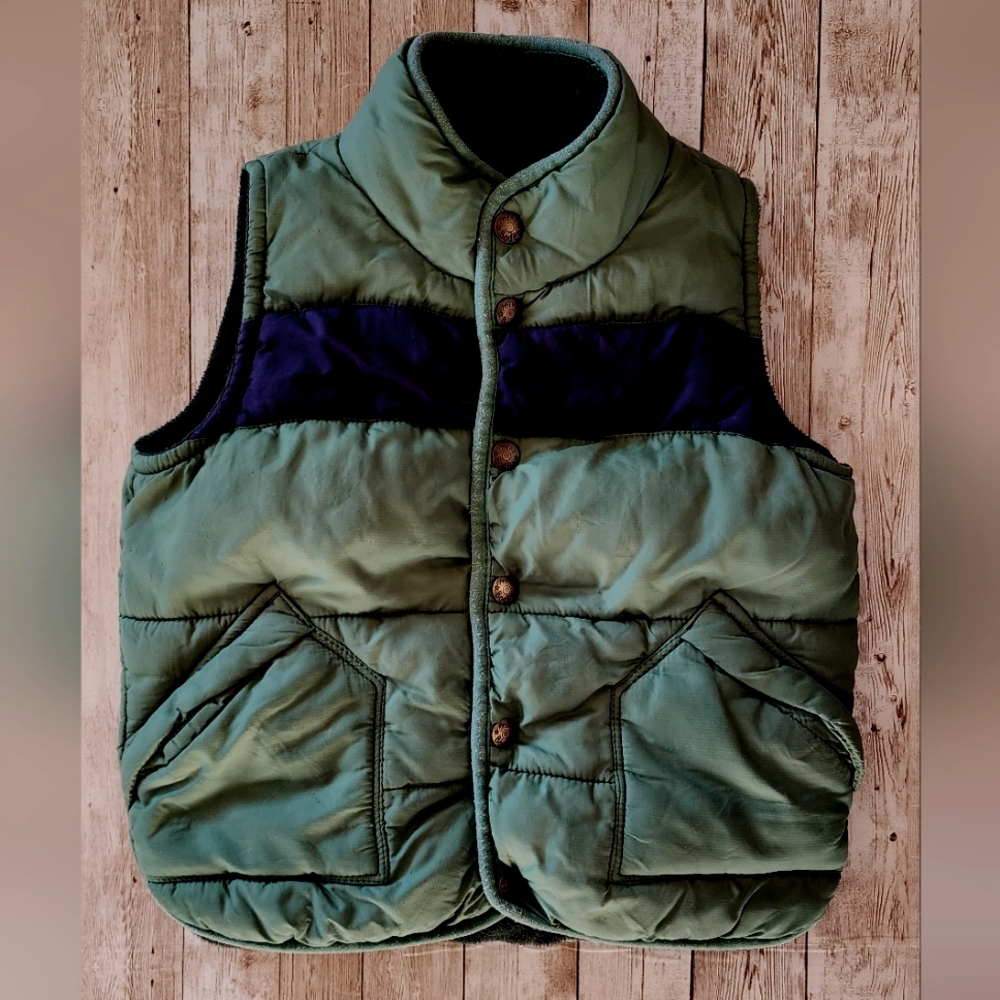 Mini Boden puffer vest 4-5year kids boy outdoor green blue
